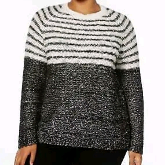 NWT NY Collection Pullover Sweater Crew Neck Sequin Details 1X - Picture 7 of 7